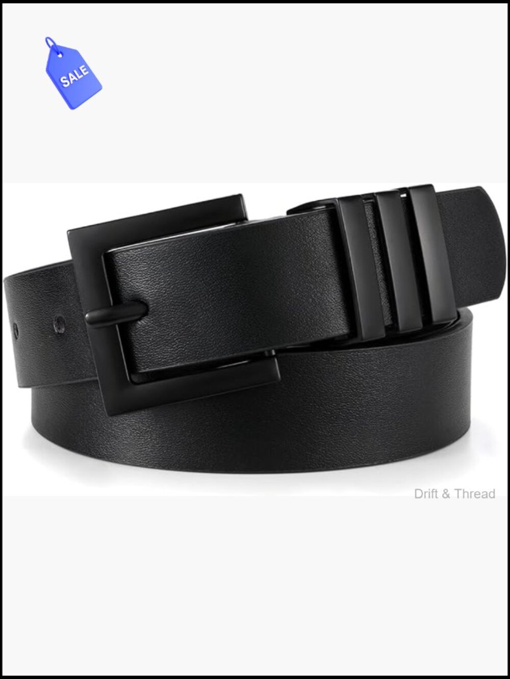 Plus Size Leather Belt with Square Gold Buckle - Faux Leather